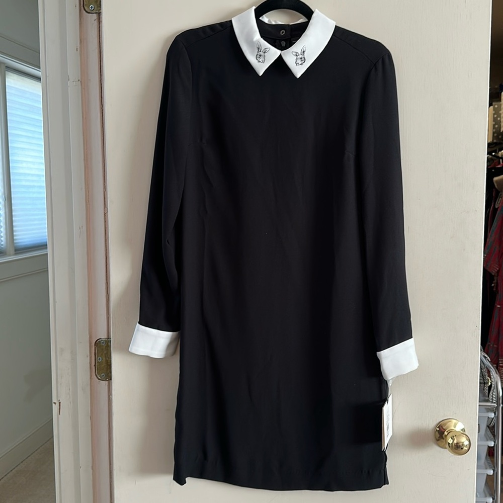 Black Collared Bunny Dress